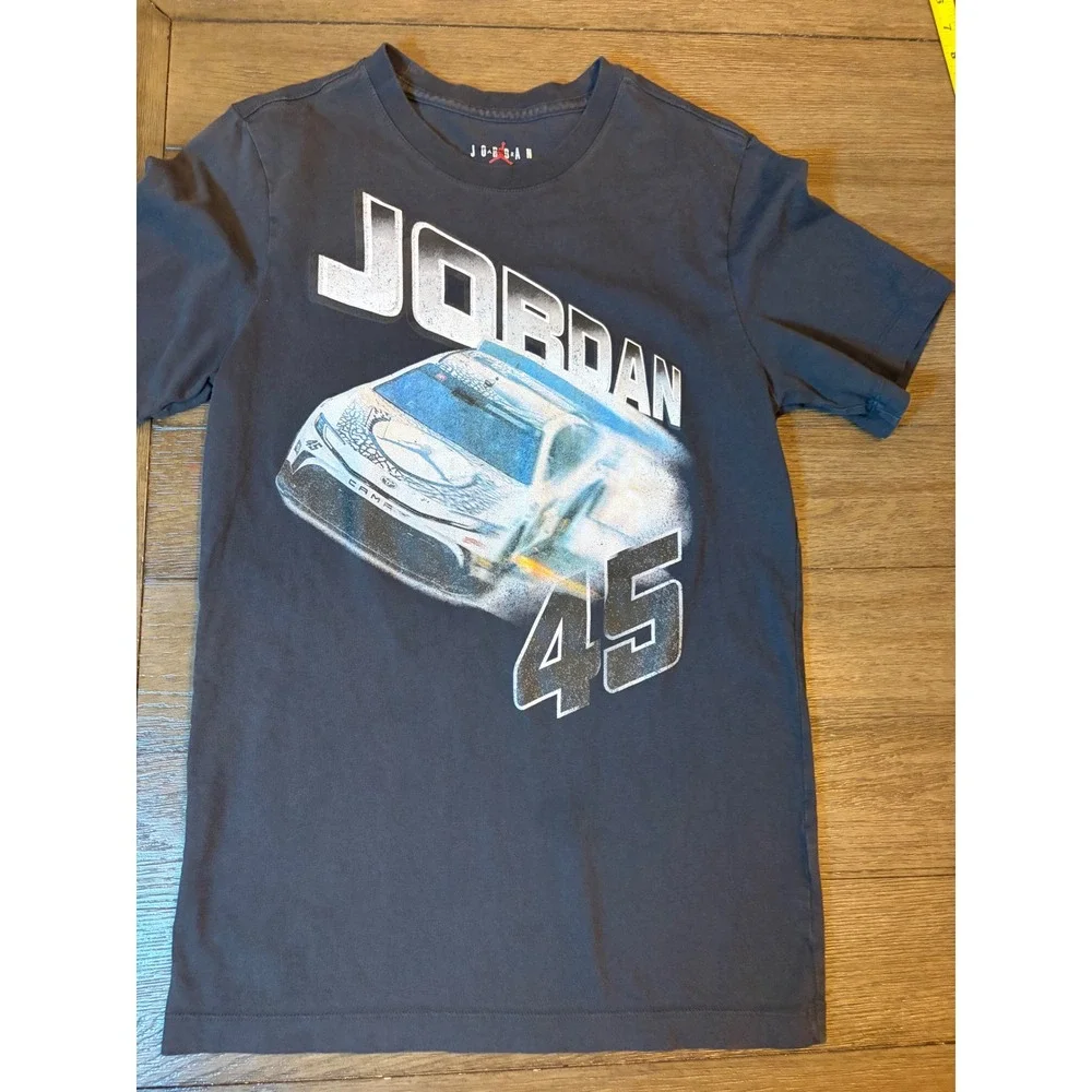 Jordan T-Shirt Mens Small NASCAR Racing 45 Jumpman Graphic Charcoal Black